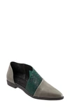 Bueno Blake Half D'orsay Leather Flat In Green Snake Print Leather