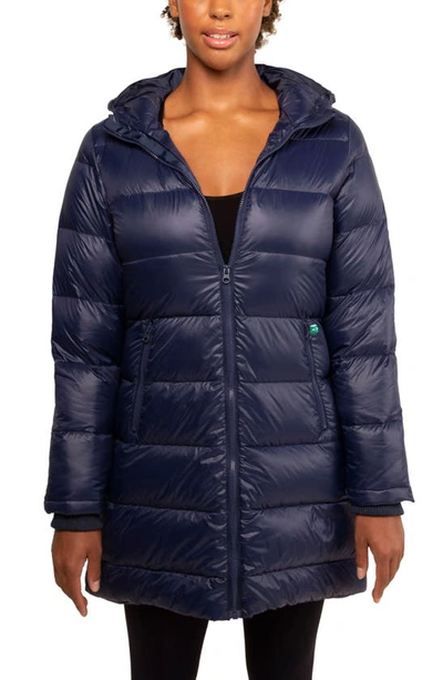 Modern Eternity 3-in-1 Waterproof Quilted Down & Feather Fill Maternity Puffer Coat In Navy