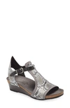 Naot Fiona Wedge Sandal In Grey Cobra Print Leather