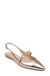 Jewel Badgley Mischka Bambi Womens Coated Ankle Stap Pointed Toe Flats In Gold