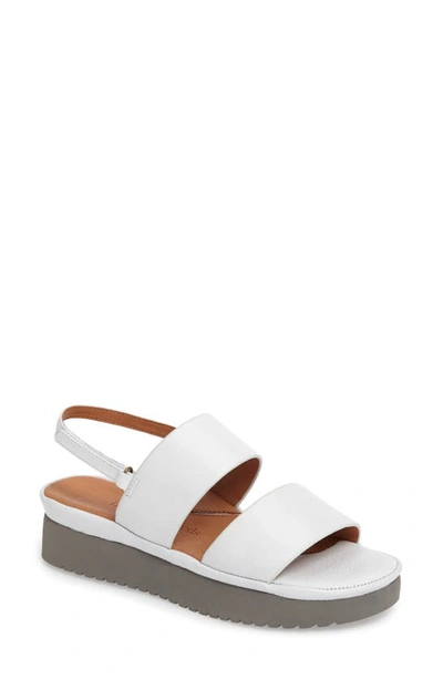 L'amour Des Pieds Abruzzo Slingback Platform Wedge Sandal In White Leather