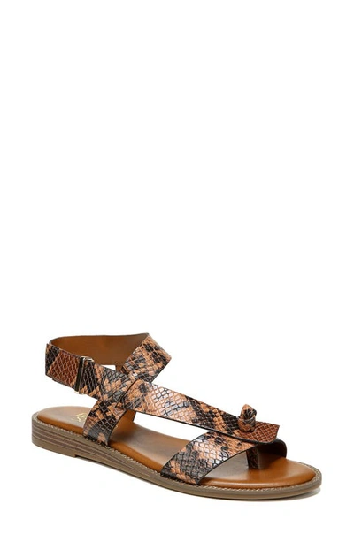 Franco Sarto Glenni Hidden Adjustable Strap Flat Sandals In Brown Faux Leather
