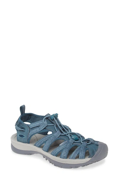 Keen Whisper Womens Faux Suede Closed Toe Sport Sandals In Smoke Blue Fabric