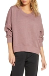 Zella Carey Crew High/low Sweatshirt In Purple Taupe