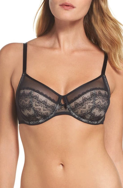 Chantelle Lingerie Revele Moi Perfect Fit Underwire Bra In Black/ Nude