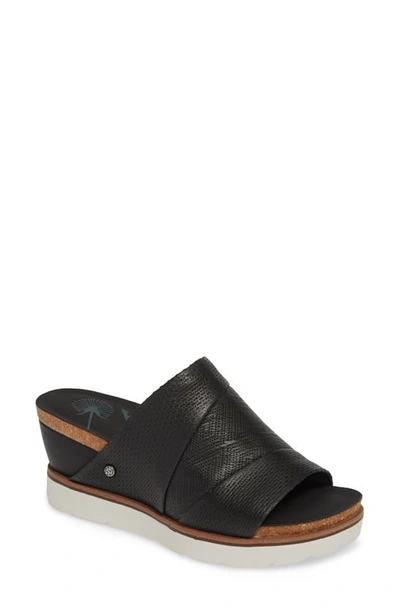 Otbt Earthshine Wedge Sandal In Black Leather