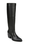 Naturalizer Fae Wide Calf Pointed Toe Knee High Western Boots In Black Leather