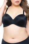 Curvy Couture Strapless Underwire Push-up Bra In Black