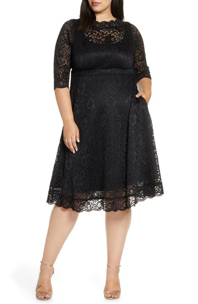 Kiyonna Women's Plus Size Lacey Cocktail Dress In Black