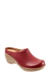 Softwalkr Madison Clog In Dark Red Leather