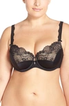 Curvy Couture Tulip Lace Balconette Bra In Noir