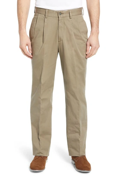 Berle Charleston Pleated Chino Pants In Olive