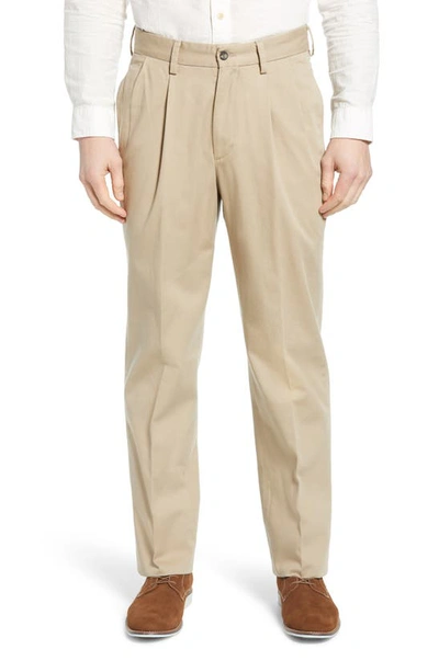 Berle Charleston Pleated Chino Pants In Khaki