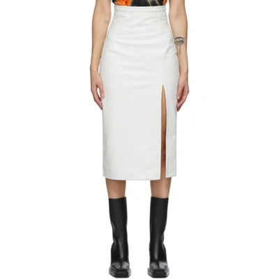 Meryll Rogge White Leather Vintage Slit Skirt