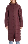 Modern Eternity 3-in-1 Long Quilted Waterproof Maternity Puffer Coat In Burgundy