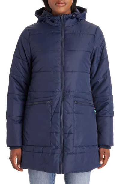 Modern Eternity 3-in-1 Hybrid Quilted Waterproof Maternity Puffer Coat In Navy