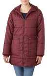 Modern Eternity 3-in-1 Hybrid Quilted Waterproof Maternity Puffer Coat In Burgundy