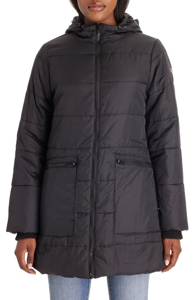 Modern Eternity 3-in-1 Hybrid Quilted Waterproof Maternity Puffer Coat In Black