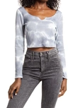 All In Favor Tie Dye Waffle Knit Crop Top In Grey Tie Dye See Swatch