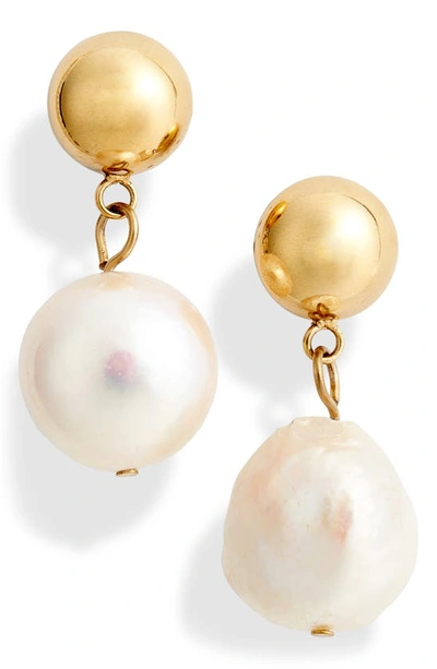 Knotty Imitation Pearl Drop Earrings In Gold