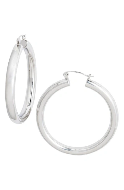 Knotty Classic Tube Hoop Earrings In Rhodium