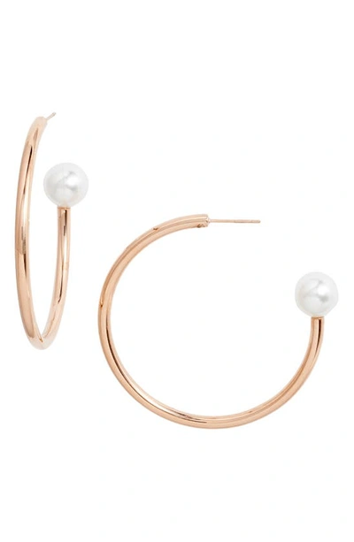 Knotty Pearly End Hoop Earrings In Rose Gold