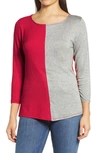 Loveappella Colorblock Top In Red/ H Grey
