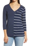 Loveappella Floral Stripe Top In Navy