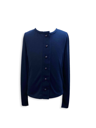 Un Deux Trois Kids' Girl's Long-sleeve Cardigan In Navy