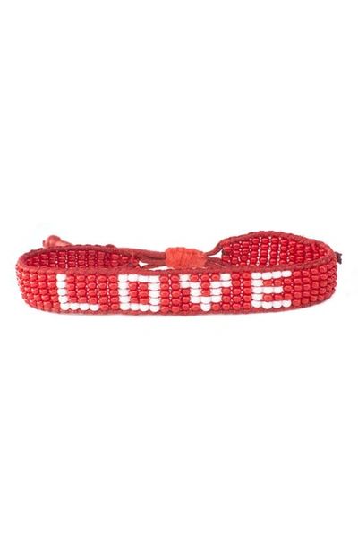 Ubuntu Life Love Beaded Woven Bracelet In Red/ White