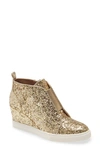 Linea Paolo Felicia Wedge Sneaker In Gold Glitter