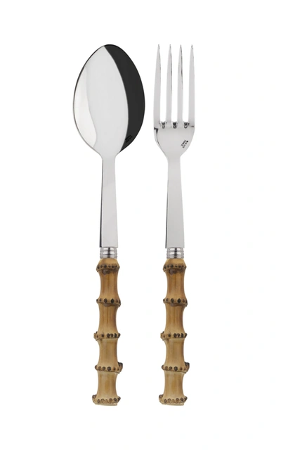 Sabre Panda Bamboo Two-piece Serving Set In Brown