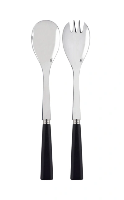 Sabre Nature Wood Two-piece Salad Set In Black