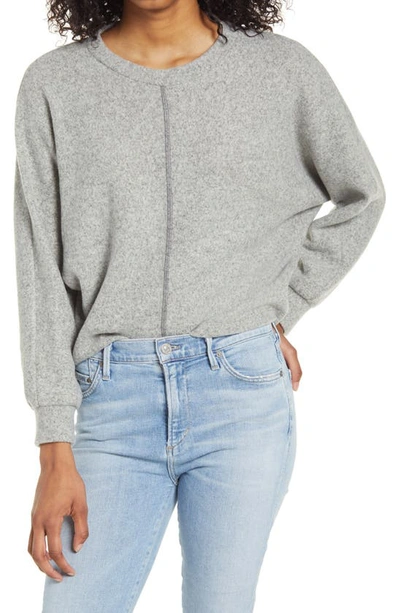 All In Favor Brushed Knit Sweater In Heather Grey
