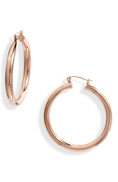 Knotty Classic Tube Hoop Earrings In Rose Gold