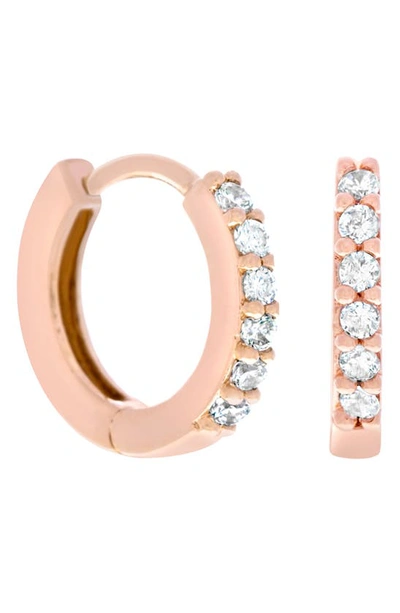 Girls Crew Cubic Zirconia Mini Hoop Earrings In Rose Gold-plated