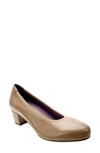 David Tate Simona Block Heel Pump In Taupe Leather