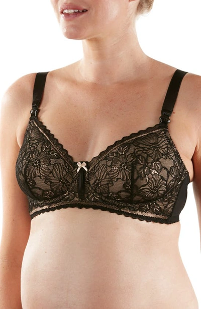 Cache Coeur Maternity Iris Lace Nursing Bra In Black