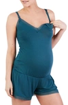 Cache Coeur Milk Maternity/nursing Pajama Romper In Green