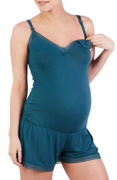 Cache Coeur Milk Maternity/nursing Pajama Romper In Green