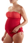 Cache Coeur Eden Two-piece Colorblock Maternity Tankini Swimsuit In Passion