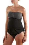 Cache Coeur Eden Two-piece Colorblock Maternity Tankini Swimsuit In Black