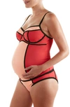 Cache Coeur Rosy Two-piece Colorblock Maternity Tankini Swimsuit In Passion