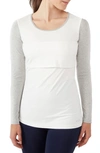 Modern Eternity Maternity/nursing Tee In Eggshell/ Greymix Melange