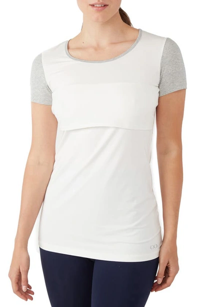 Modern Eternity Maternity/nursing Tee In Eggshell/ Greymix Melange