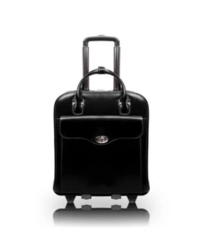 Mcklein Melrose 15" Top Grain Cowhide Leather Vertical Wheeled Ladies' Laptop Briefcase In Black
