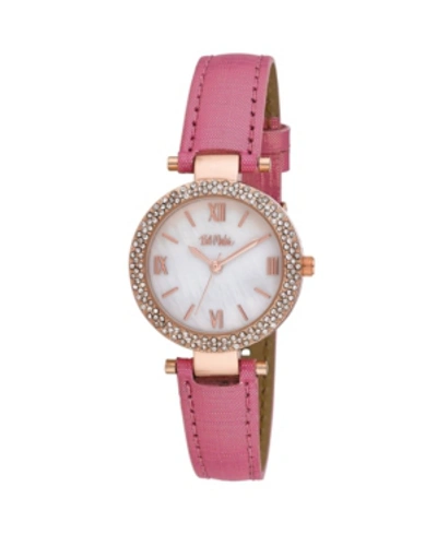 Bob Mackie Women's Pink Polyurethane Strap Glitz Mop Dial Watch, 30mm