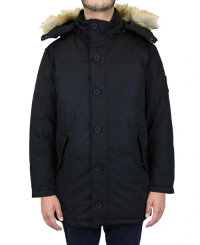 Galaxy By Harvic Men's Heavyweight Parka Jacket With Detachable Hood In Black