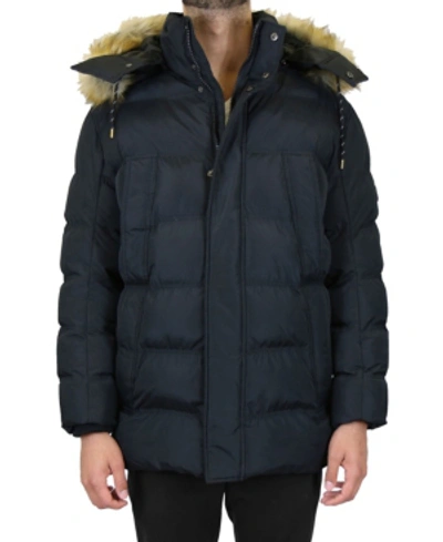 Galaxy By Harvic Men's Heavyweight Parka Jacket With Detachable Hood In Black