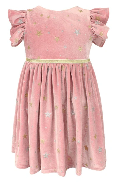 Popatu Kids' Panne Star Dress In Burgundy